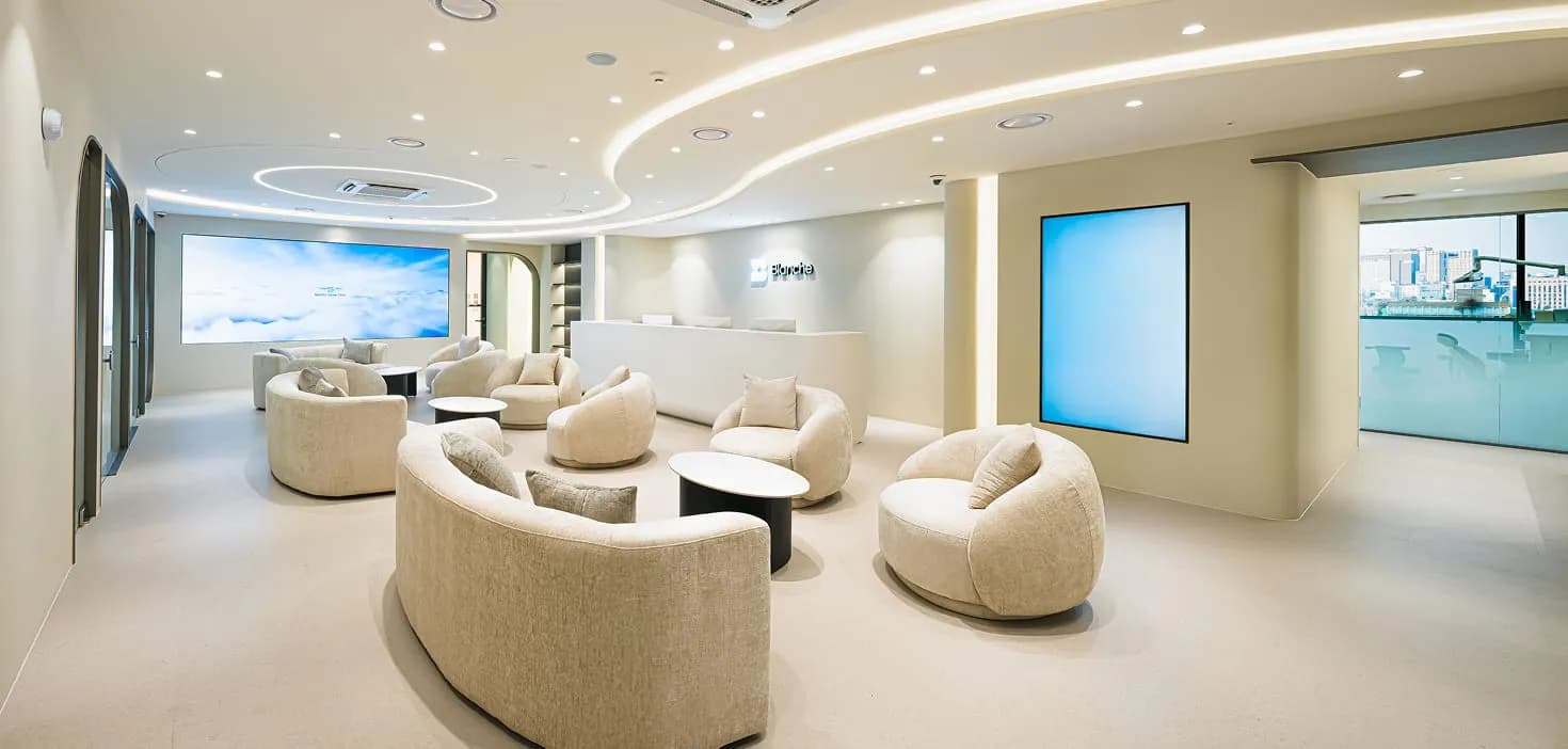 View of Blanche Dental's hotel-lounge-style waiting area