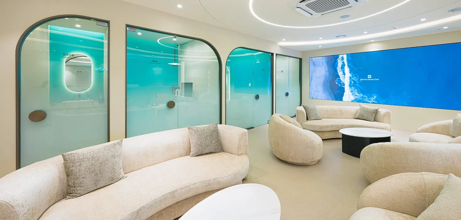 Private waiting area inside Blanche Dental Clinic, Gangnam
