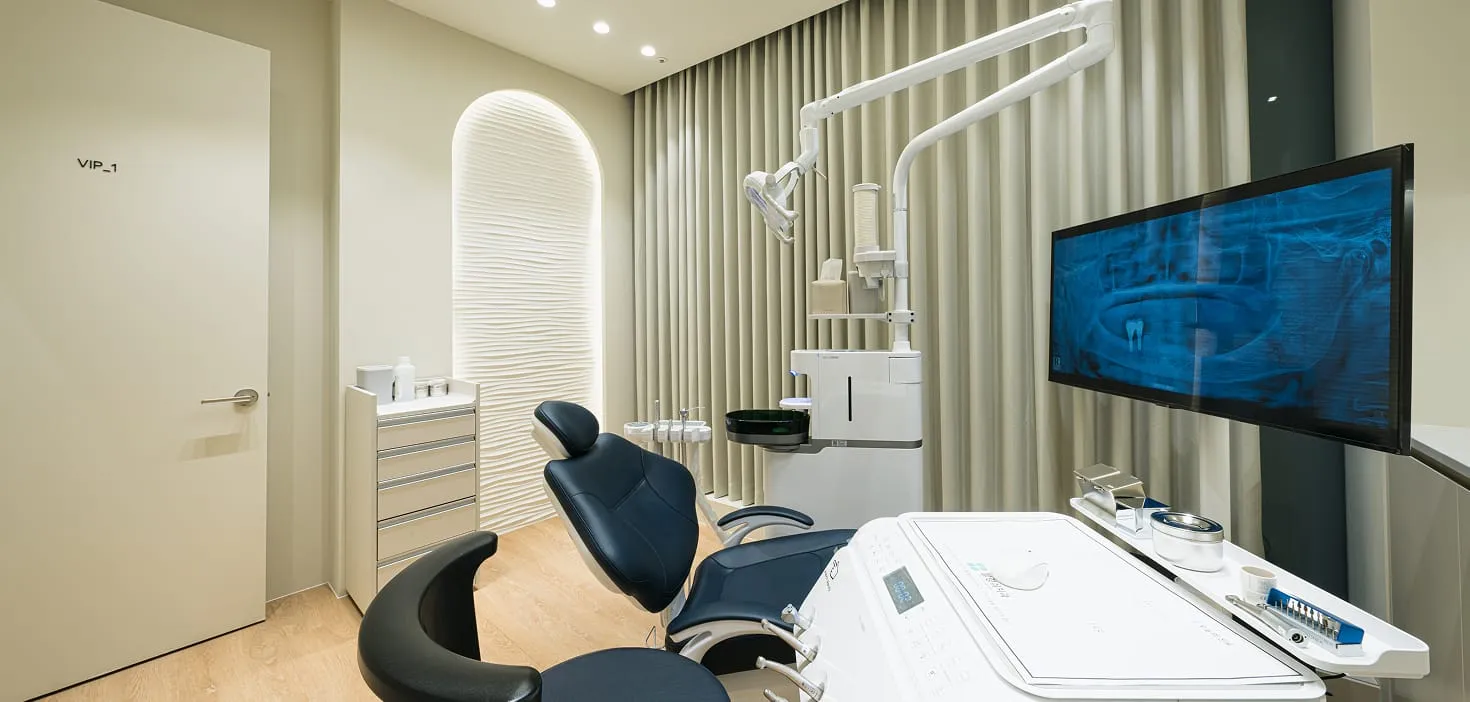 Private treatment room with dental equipment