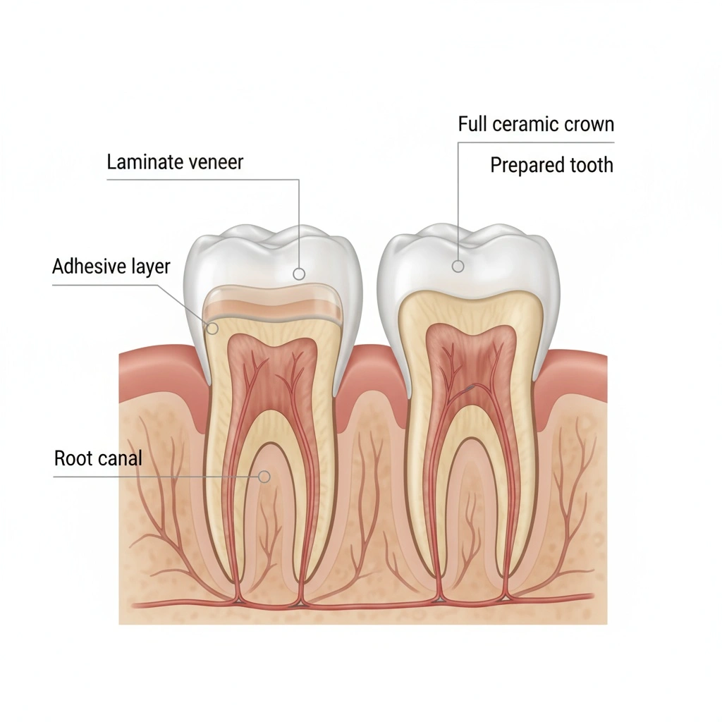 下の歯におけるラミネートベニアとセラミッククラウンの違い