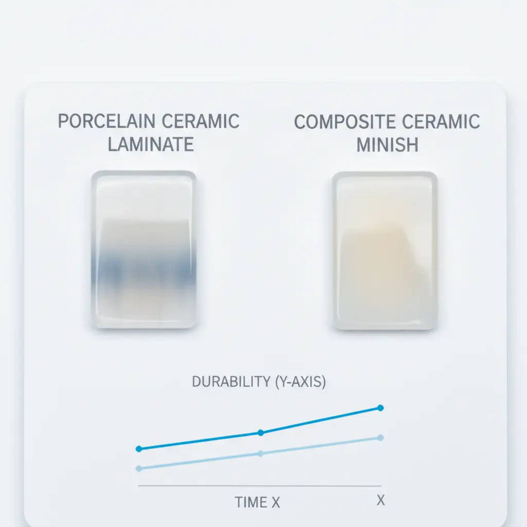 라미네이트와 미니쉬 재료, 강도, 심미성 비교