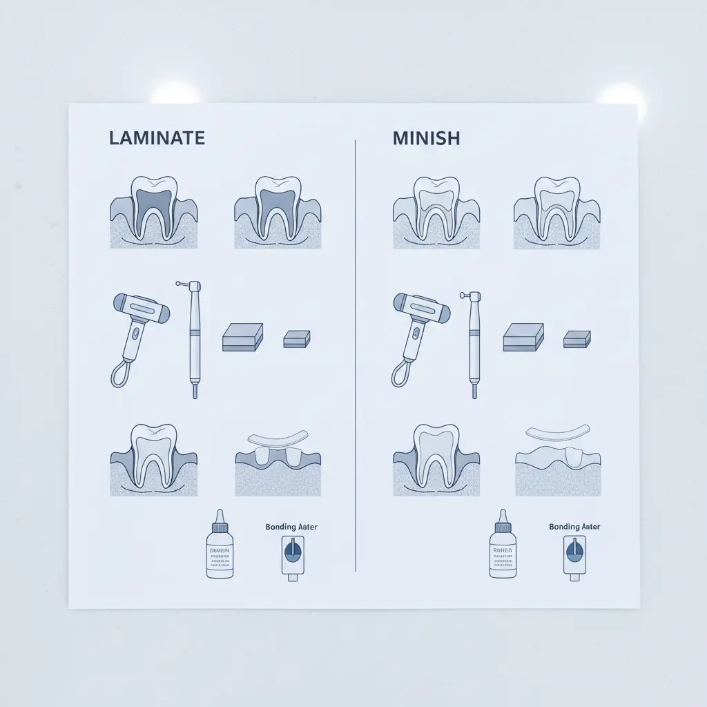 라미네이트 vs 미니쉬 시술 과정 및 삭제량 비교